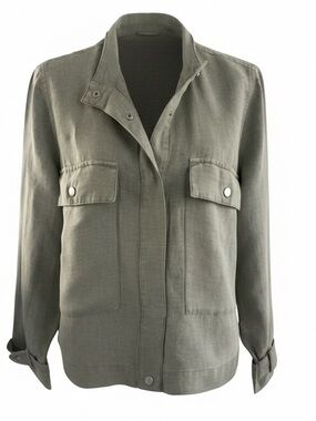 Nicole Miller Crop Utility Jacket Size: Medium Color: Sage